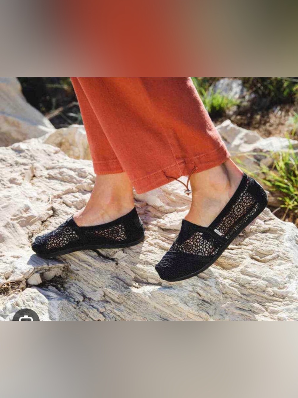 Size 8 Black Morrocan Crochet Tom’s Flats
